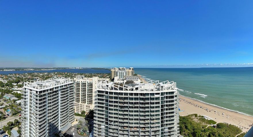 Enjoy the ''wow factor'' of the ocean view every time you come home. Once inside, enjoy intracoastal views and the evening lights of the city as well. This 1BR/1.5BA unit is offered unfurnished for annual rental. Balcony access from living room and bedroom. Tiled throughout. Stainless appliances and granite counter tops in kitchen. Washer/Dryer inside unit. Tiara, a luxury amenity building offers a true resort lifestyle: valet, 24/7 concierge & staffed gate. A 1BR guest suite for guests of residents. Heated pool, separate jacuzzi, tennis, pickleball, men's & women's fitness centers w/ steam room, sauna, billiard room, library, & card room. Beachside restaurant - eat-in or delivery. 43rd floor Marquis lounge w/ 360 degree view + WiFi. 15 mins to 1st class shopping, dining & entertainment.