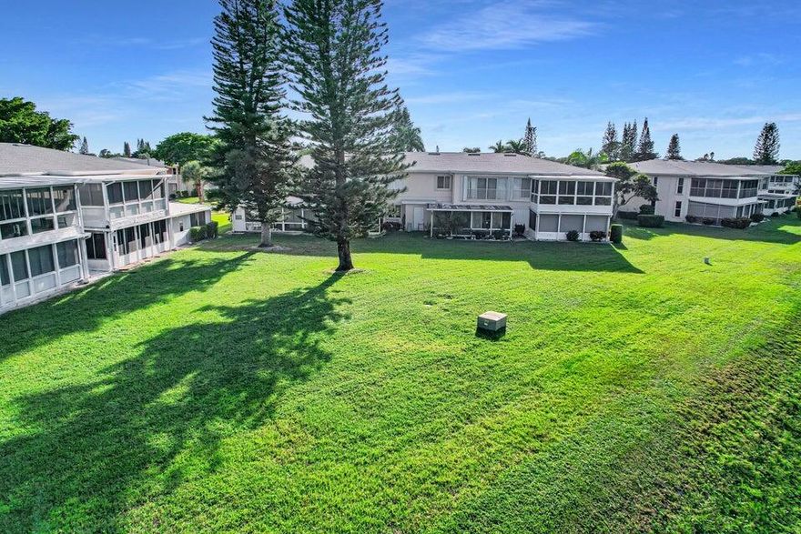 Freshly painted. Enjoy the South Florida lifestyle in this Beautiful updated 1st floor condo with a private view at Pines of Delray 55+ community. This spacious property offers split floor plan 2 bedrooms, 2 baths with wood-like vinyl flooring thorough. Spacious master bedroom with 2 walk-in closets and updated bathroom. The secondary bedroom has its own bathroom as well. Sizeable living room and dining room. Nice kitchen with all the appliances, breakfast nook and washer and dryer included. You will love your mornings while drinking coffee and enjoying the sunrise in your beautiful covered and screened lanai. Gated Community, Clubs and Activities, 2 Pools, Hot tubs, Shuffleboard 2 new Tennis Courts, 6 New Pickle Ball Courts 2 newly renovated Clubhouses with Gym, Sauna, Ping pong & more Pines of Delray is in the heart of downtown Delray, this community offers a vibrant lifestyle with proximity to the Atlantic Avenue East. Easy commute to nearby cities including Boca Raton and Fort Lauderdale. Palm Beach International Airport and Fort Lauderdale International Airport are both just a short car ride away. Beachgoers will love spending a day in the sun on the stunning shores of the Atlantic Ocean. Don't miss this great opportunity.