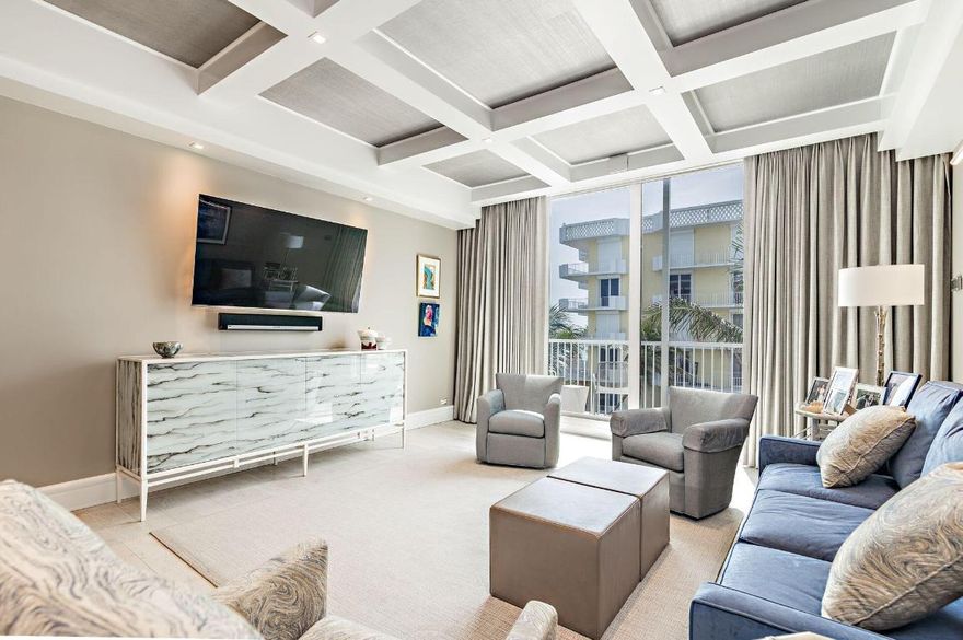 Fully renovated two bedroom, two and a half bath duplex in the heart of Palm Beach, one block from Worth Avenue. Offering beautiful views of the ocean on the fourth floor, the apartment features new kitchen and appliances, bathrooms, flooring, multi-zone air conditioning system, and more in a light-filled space with 10 foot ceiling volume.  There is a chic roof-top pool, party room, and exercise room, all with commanding ocean views as well as six guest bedrooms for the convenience of the residents and their guests.