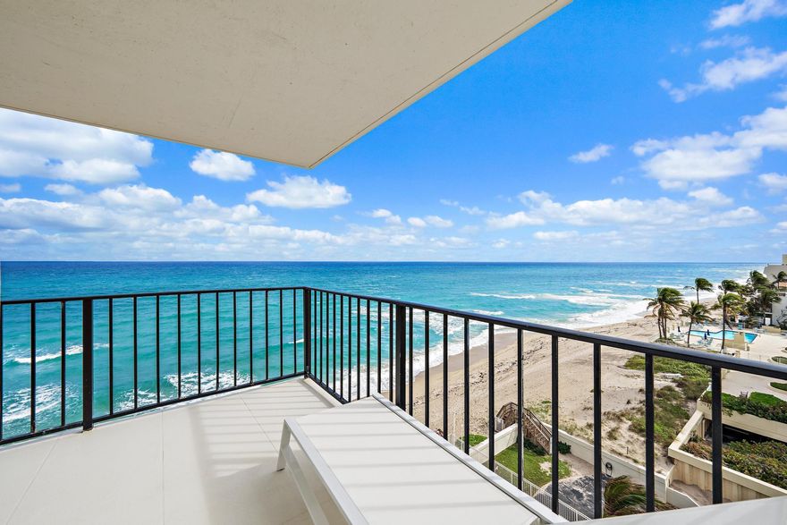 Experience beachfront luxury like never before! This fully renovated, stunning 2-bedroom, 2-bath condominium offers the chance to live directly on the Atlantic coastline in style and comfort. Imagine waking up to panoramic views of both the ocean and Intracoastal from your private balcony, where sunrises and ocean breezes set the tone for each day. Spanning an impressive 1,800 square feet, this immaculate residence features an eat-in kitchen with a beautifully updated design and an adjacent dining area--perfect for sipping morning coffee as you watch the boats drift by. Designed with impact glass throughout, modern bathrooms, and an in-unit washer and dryer, every detail has been crafted to elevate your living experience.