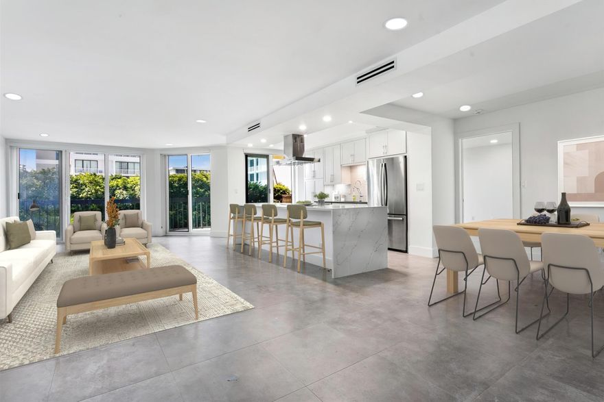 Fabulous Renovation! Open Kitchen, large living room, separate dining area, laundry room, large entryway, multiple large closets, 2 bedrooms, 2 baths, garage parking, pool, gym, on site management, and close to everything.