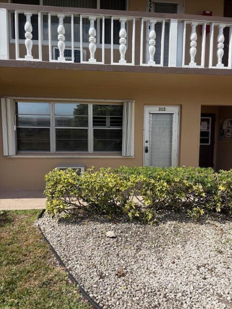 Beautiful updated First floor, 1 Bed/1Bath corner unit. New appliances, granite counters. Big pantry. Plantation shutters. Hurricane shutters. Laundry and mail directly next  door. Parking outside porch.   Century Village is a sought out 55+ community. Community has everything you can think of.