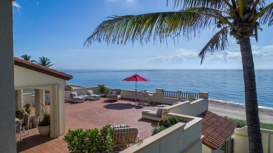 Exquisite oceanfront luxury townhome in the picturesque charm of an intimate Mediterranean-inspired enclave surrounding a fountained garden courtyard. Carefree resort-at-home living combines with the feel of a private home in the bright, spacious floor-plan with 3 bedrooms, 3 full and 2 half baths. The open living areas and master suite flow to an immense oceanfront terrace, with the private pool on another terrace.The information herein is deemed reliable and subject to errors, omissions or changes without notice.  The information has been derived from architectural plans or county records. Buyer should verify all measurements. See Supplement