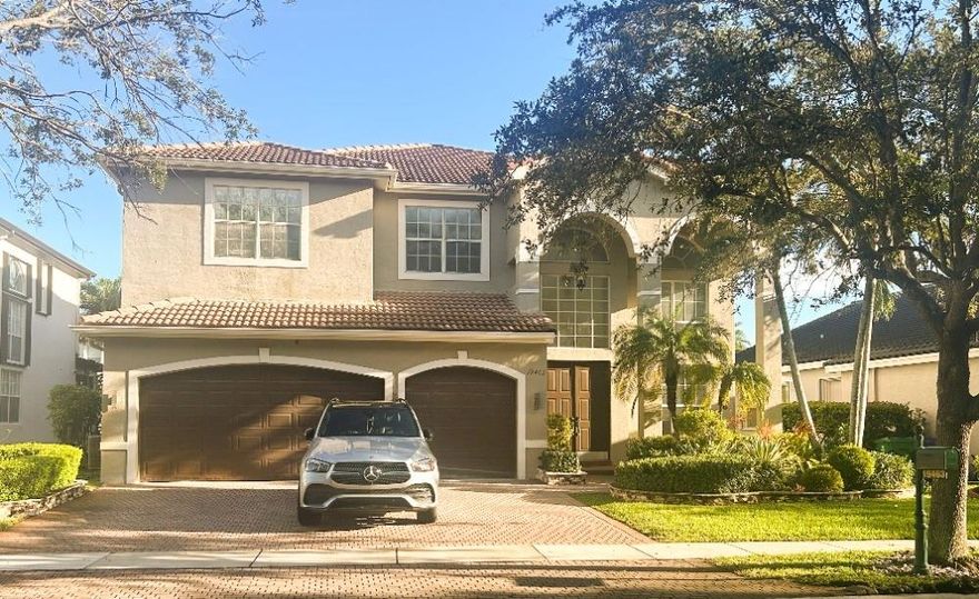 Experience luxury living in this beautifully updated 6-bedroom, 4-bathroom home in the prestigious, resort-style community of Sunset Lakes. This spacious residence features soaring ceilings, an oversized quartz island, and brand-new refrigerator, dishwasher, and microwave. Enjoy renovated bathrooms, 48x48 porcelain tile flooring downstairs, new plumbing & a new water heater. A full bedroom and bathroom on the first floor are perfect for guests or multigenerational living. Step outside to your private backyard oasis with a pool, pergola, and fully equipped outdoor kitchen. The community offers 24/7 guard-gated security & resort-style amenities, including a clubhouse, gym, pool, and tennis, basketball, and volleyball courts. The chandelier in the dining area is not included in the sale.