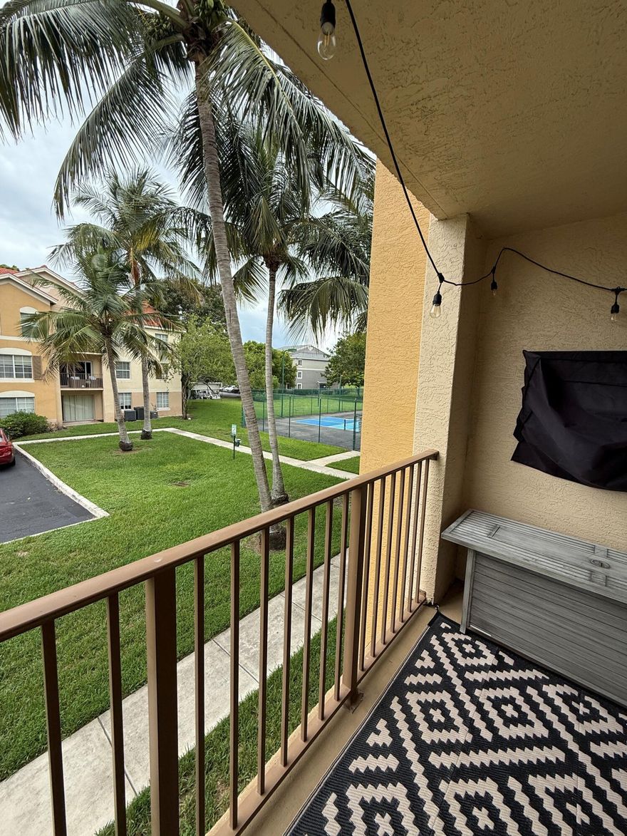 Turn key, ready to move-in! Completely updated 3 bedroom/2 bath. Nice, quiet, gated community with many amenities that include a beautiful pool and hot tub, fitness center, clubhouse, tennis/pickleball court, and playground. 
Recently reduced HOA that includes all utilities except electric (water, sewer, trash, cable, internet, and maintenance)
Some furniture is negotiable in the sale. 
New front steel door with matte black locks. 
Newly updated modern, matte black hardware and fixtures throughout.
New laminate, vinyl plank flooring throughout and  updated marble tile in guest bathroom.
All lighting and ceiling fans have been updated with modern matte black fixtures. New kitchen soft close cabinets and drawers. State of the art Samsung Alexa refrigerator included in sale. 
Window coverings included. 
Covered balcony that overlooks the tennis/pickleball courts. 
New washer/dryer combination with storage and new barn doors. 
Owner's suite with walk-in custom closet and updated full bath.
Guest bedroom with walk-in closet and separate, large, updated bathroom. 
Third bedroom can be used as an office and another guest bedroom.