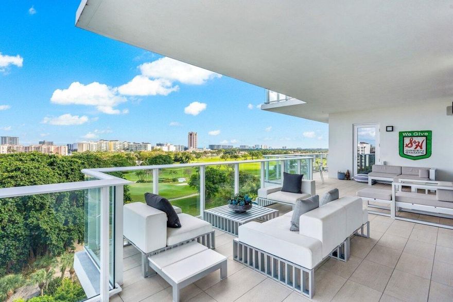 This exceptional 3-bedroom + den residence on a coveted high floor boasts stunning views of the golf course and ocean from its expansive windows. Located in the prestigious ALINA Residences in Boca Raton, this exclusive home offers a private elevator entry and state-of-the-art SMART home features including Crestron lighting and automated blinds. This rarely available unit on the Northeast corner offers incredible natural light. The space is elegant and inviting with floor-to-ceiling windows, 10' ceilings, and Italian porcelain flooring. The gourmet kitchen is equipped with top-of-the-line Miele appliances, including double dishwashers and ovens, refrigerators, freezers, a wine refrigerator, and an in-wall Miele coffee maker. Other notable features include a full home Allini water filtration system, upgraded HVAC with scent diffusion and UV filters, and functional additions to the kitchen cabinetry.  Designer touches abound, with custom DOCA cabinetry, LED art lighting, and luxurious wall coverings. The primary suite boasts terrace access, spacious built-in closets, and a spa-like bath with shower, soaking tub, and expansive  vanity. With over 3,500 sq ft of indoor space and 770 sq ft of private outdoor space, this residence offers unparalleled luxury living in Boca Raton's newest luxury building. Alina is located steps away from Mizner restaurants and shops, and  moments away from the beach and Boca Raton Resort & Club.