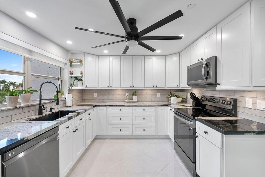 Exquisitely Remodeled 2/2 CORNER. Everything is new from head to toe. This Property includes: Modern Luxury Decor. Full Hurricane Impact Windows and Balcony Sliders, Covered Parking in Front of C Bld, White Vein Large Porcelain Tile, New OPEN Kitchen with New Stainless Steel Appliances, Custom Ice Cube Maker in Freezer,New Self Closing Cabinetry, Quartz Countertops, Luxurious Remote Operated Window Treatments, Newer AC, NEW HWH, Smooth Ceilings, Updated Electrical, New Bathrooms with Light up / Heated Vanity Mirror, SMART Feature Blue Tooth, large custom walk-in closet with cabinetry, built ins & fresh paint. Washer and Dryer(2022) in the unit. All aspects of the CORNER RESIDENCE remodel were accomplished with sophistication with upmost attention to Detail Seagate of Highland is a small piece of paradise ensconced on a barrier island in the town of Highland Beach. Everything is brand new. 40 year certification complete with FULLY FUNDED RESERVES. New Roofs, New Catwalks, New Elevators, New Pools, Updated Clubhouse, Chipping, New Concrete Restoration, New Paint, New Generators, Private Deeded Beach Access, Clubhouse on Intracoastal, 2 Resort Pools, NEW Dockage, Bocci Ball & Putting Green. On site Property Manager.