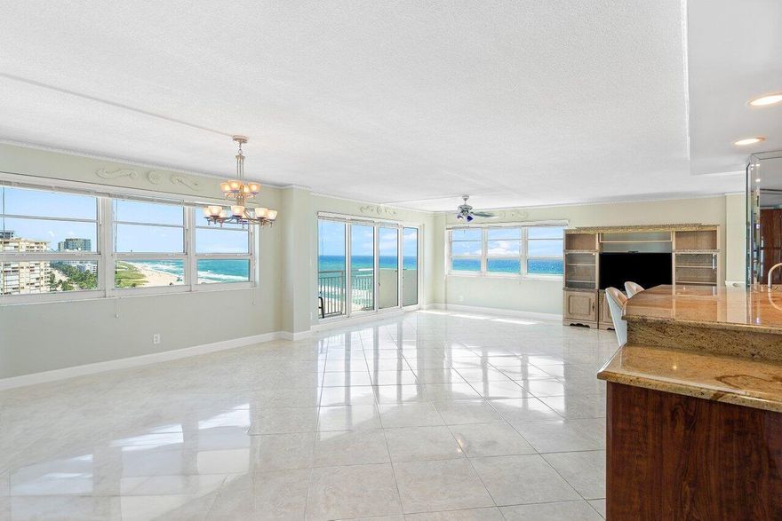 Best location - Best views - Best stack - In the heart of New Pompano Beach -  Enjoy direct ocean scenery in this NE corner unit in Ocean Monarch. This remodeled condo features - Ocean view from every room, tile floors throughout, all impact windows, floor to ceiling windows, granite counters, SS appliances, kitchen bar, dry bar, bar seating, full size laundry room, two dining areas, large garage spot with storage & so much more.  Unit was originally a 3br & is now converted into a spacious 2br with a formal dining area. Building has 24 hr doorman, pool, gym, rec room and storage. Enjoy all that Pompano Beach has to offer - new restaurants/bars/shops, new fishing pier, park, outdoor gym & so much more. Always something to do, always something to see!