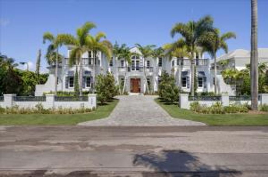 Directly on the Intracoastal in the desirable Seagate beachside neighborhood, this brand-new transitional Georgian style estate fronts 94+/- feet on a now wake zone of the Intracoastal waterway, featuring protected deepwater dockage and wide vistas across the waterway. Newly completed this luxurious custom residence combines the top talents of Seaside Builders and Richard Jones Architecture, both noted Delray Beach-based firms.The information herein is deemed reliable and subject to errors, omissions or changes without notice.  The information has been derived from architectural plans or county records. Buyer should verify all measurements.***SEE SUPPLEMENT***