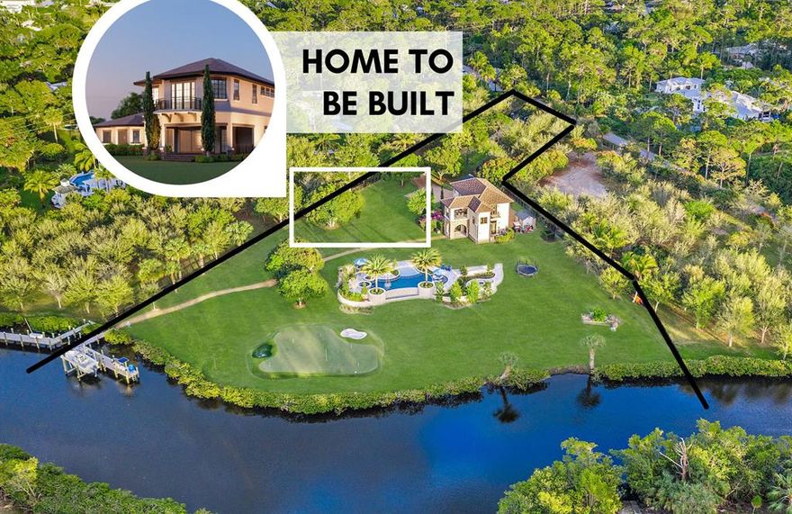 OPPORTUNITY AWAITS! If you have been searching for the PERFECT waterfront lot to build the home of your dreams, look no further! $3M AS-IS with approved building plans for main house or $5M total cost including building the main house. Available just in time for the 2021 summer season is this spectacular 2.43 acre cleared lot boasting 270 degrees of mesmerizing water views, a HUGE luxurious pool and spa, private dock + boat lift, and the most charming Tuscany-inspired guest house, PLUS it has already approved plans to build an incredible 6,000 square foot main house. Boasting 2,400 square feet of living space, 3 bedrooms, 2 full bathrooms, impact windows & doors, and stunning views of the pool and water, this gorgeous two-story CBS guest house is the perfect place to live while building