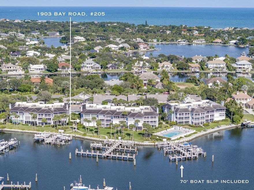 Welcome to 1903 Bay Road, #205 @ The Pointes in the Moorings of Vero Beach. This corner 3-bed, 2.5-bath residence offers 2-car tandem garage parking & has been fully renovated w/luxury design finishes throughout, stunning river views, 70' boat slip (lift permitted) & unforgettable sunsets. With over 2,600 square feet of light-filled living space, the smartly designed floor plan delivers effortless waterfront living featuring an eat-in kitchen, ideal bedroom separation, & a beautifully enclosed riverfront patio perfect for morning coffee & evening sunsets. Pet friendly community w/heated riverfront pool & private deeded beach access. The community has completed its SIRS & Milestone Inspection requirements, establishing state-certified compliance for 10 years.
