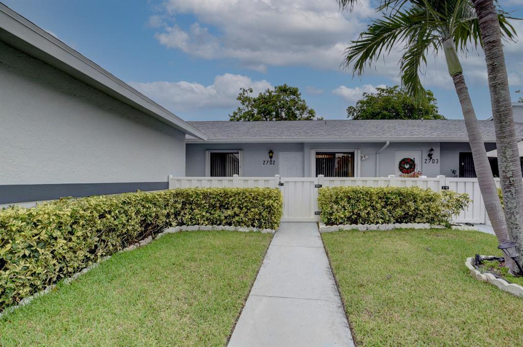 Spacious villa has 2 bedrooms, 2 bathrooms and a screened patio with roll down shutters. New roof in 2021. Located in the active 55+ community ''The Arbours''. Villa comes with 1 designated parking spot and 1 guest. Community has pool, shuffleboard, tennis and pickle ball court and a private clubhouse. Location is minutes to major highways, restaurants, shopping, hospitals, beaches and downtown West Palm Beach. Your new home is waiting!