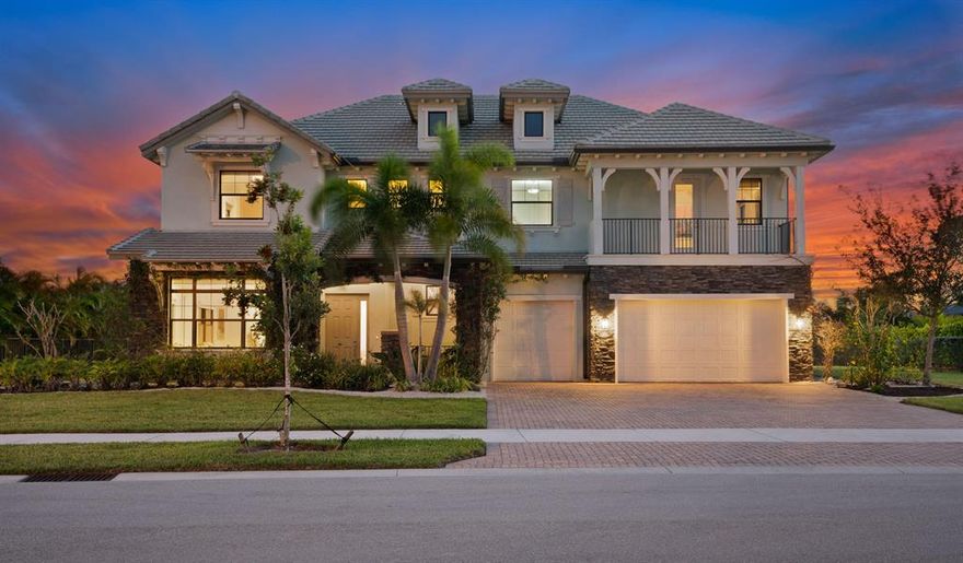 Find that ''Je Ne Sais Quoi'' here in Jupiter Florida. Elegant details and French inspired gardens paint the stage for a remarkable living experience. Feel secure in knowing this home was built in Nov 2015 w/ CBS construction (both stories), Impact glass and over 5200 SF of living space. Open, yet intimate spaces welcome you to enjoy stunning views of the pool, landscape and Florida sunsets. Chef's kitchen w/ butler's pantry, Jenn-air induction cooktop, Kitchen-Aid appliances, large center island w/ Quartz countertops. White-oak hardwood floors, Hunter Douglas shades, Phillip Hue lighting add warmth and style. In addition to the 5 bedrooms, the large bonus room is perfect for a studio, media room or teen room. The 50 foot salt chlorinated pool and spacious grounds exude tranquiility.