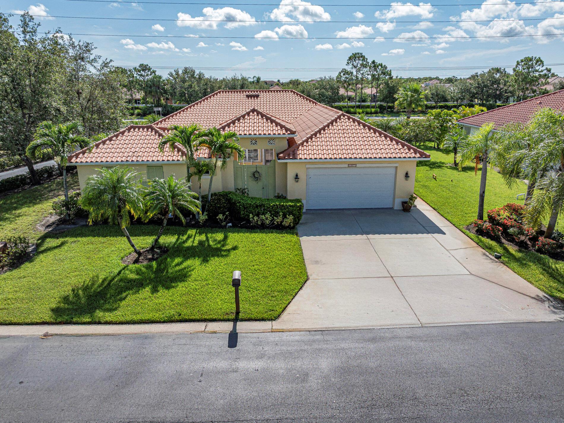 Exquisite Mediterranean courtyard pool home in a premier gated community of just 41 homes. Features a grand 24'x23' living room with tray ceilings, 20'x20' Mediterranean tile, and a private cabana suite with full bath. Enjoy the courtyard pool, built-in BBQ, plantation & accordian shutters, home re-piped in 2024. Elegant, spacious, and perfect for indoor-outdoor living. Low HOA and resort-style serenity await!