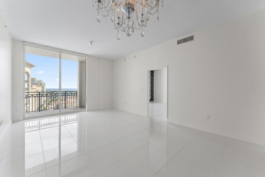 This east-facing condo in West Palm Beach offers panoramic views of the intracoastal, Palm Beach, and the ocean. With 10' ceilings and floor-to-ceiling windows, it's bathed in natural light and boasts a modern, luxurious feel. This condo also features motorized Hunter Douglas shades, built-in custom bookcases, custom closets and pantry shelving. Just 1.5 miles from pristine Palm Beaches, it's conveniently located near shopping and cultural venues. Amenities include a gym, 3/4 acre pool deck with lounge areas, outdoor gas grills, Jacuzzi, and an 84' heated infinity lap pool, providing resort-style living in the heart of downtown. Plus, it comes with 2-car parking in the covered garage and a storage unit.