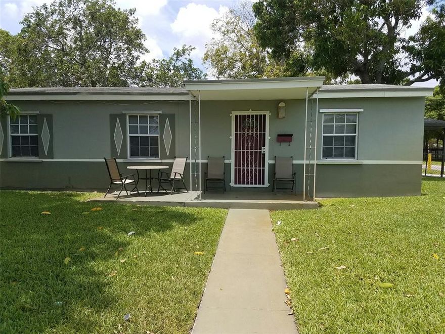 Nice single Famliy home in the heart of Opa-Locka. Huge corner lot with covered parking. Property has a brick built shed that be considered for rental. Has 4 bedrooms, 1 full bath, central air and heat, tile flooring throughout, 2 mango trees and an avocado tree. Not a short sale. Seller is looking for serious buyers. No blind offers. Property being Sold -As-Is. Property does need a little TLC.