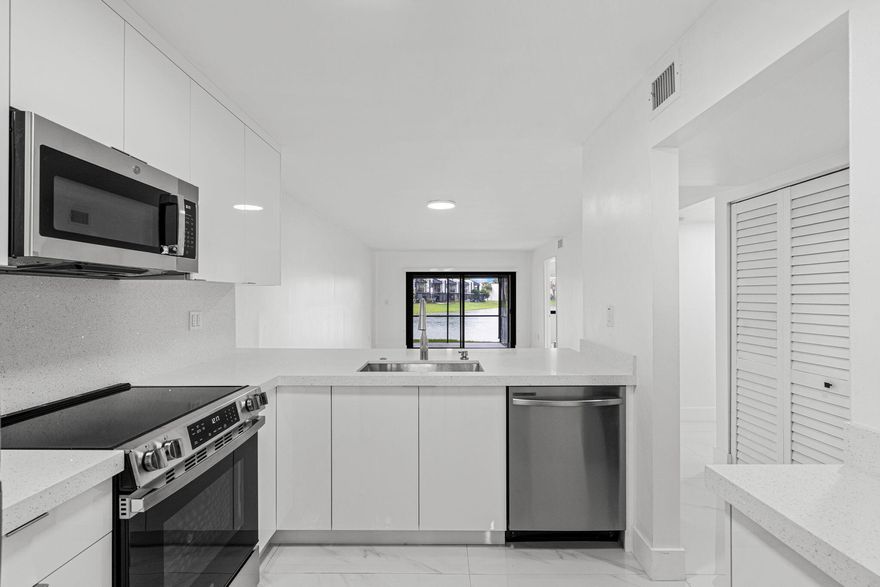 Do you want to live in the most beautiful condo at Fontainebleau? If your answer is yes, I have the perfect place for you! This completely remodeled 2-bedroom, 1 bathroom with an enclosed patio and lake view, has polished porcelain tiles, customs closets, hurricane impact windows and doors, gorgeous bathrooms, custom kitchen cabinets with granite countertops, stainless steel appliances, tankless water heater, and brand-new custom blinds. The West Lake Village II has great amenities, including a tennis court, swimming pool, plenty of parking spaces, and is located in a great School District.