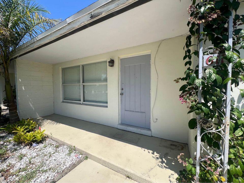 Charming Half-Duplex near Downtown Stuart and the Beach for Rent! 2 bedrooms, 1 bathroom with laundry room, bonus room, storage room, and shed on a private fenced-in yard. Rent INCLUDES lawn care, water, and sewer. First, last, & security due at signing. Credit/Background Check required. Small, well-behaved pets will be considered; no aggressive breeds. Terrazzo floors and no HOA - bring your boat or truck. IMPACT windows & strong CBS construction. 1.5 miles to Downtown Stuart & Cleveland Clinic; 3.5 miles to the beach! Right next to Library & Fresh Market. Property is occupied; please do not visit without an appointment. Schedule a showing today!