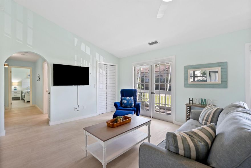 Experience coastal living in this furnished 2 - bedroom 2-bath unit on Hutchinson Island. Located just one block from the Atlantic Ocean, this move in ready property offers everything you need for the perfect beach lifestyle. Full size washer and dryer, private balcony with chaise loungers to relax.  Public access to beach within walking distance.  All utilities included.  Enjoy nearby restaurants all for casual dining and island vibes.  Rental Rates Off Season (April - December) $2850 /month, Peak Season (January - March) $4000/month PLUS 12% TOURIST TAX ON ALL RENTALS