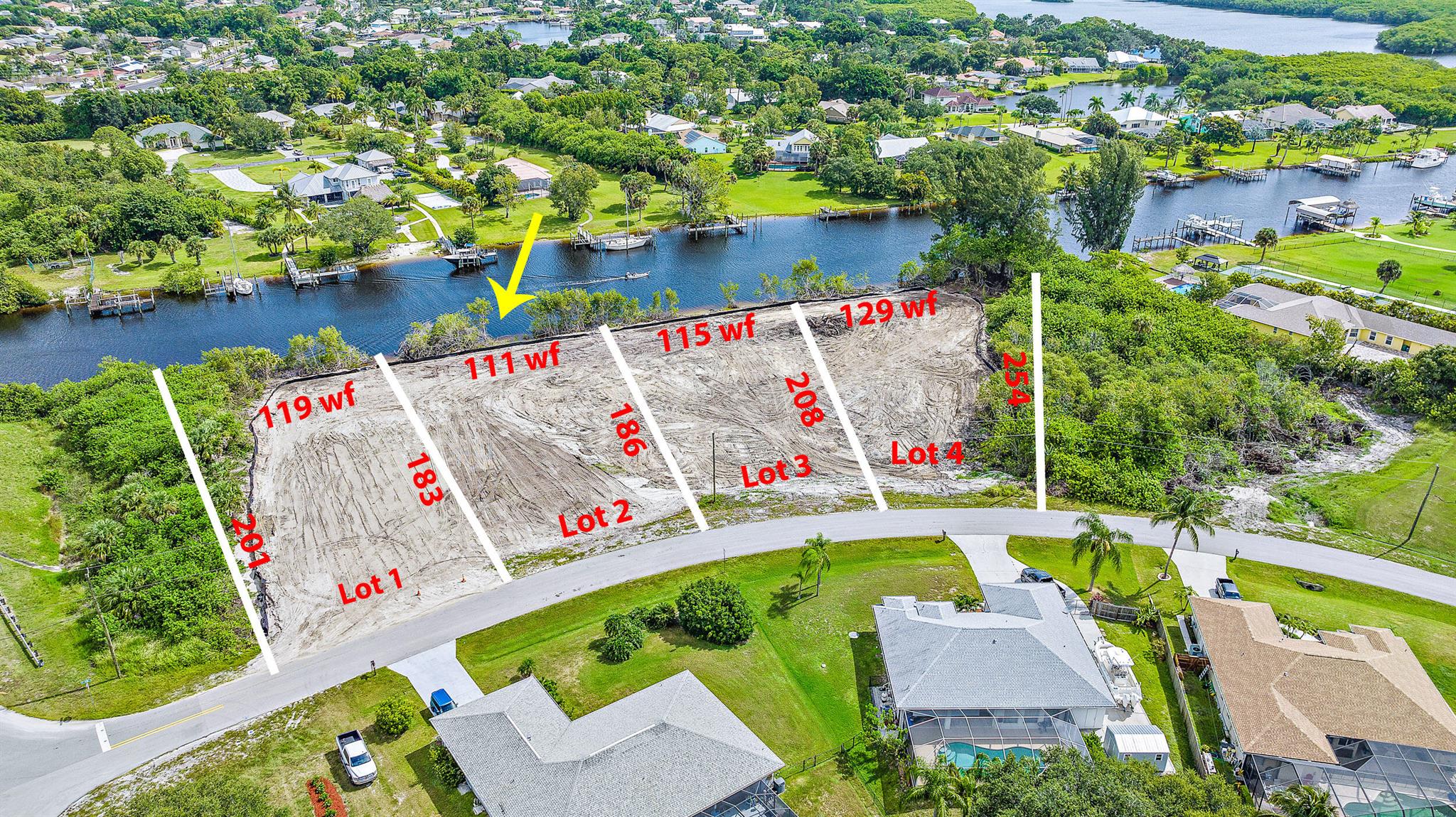 Cleared, filled, ready to Built, this is Lot 2 of 4 lots on Peru, a lovely section of South Bend, located on the North Fork of the St Lucie River with deep water dockage potential for up to a 60 ft boat. No fixed bridges to inlet and just minutes to some of the areas most popular dock n' dine venues.