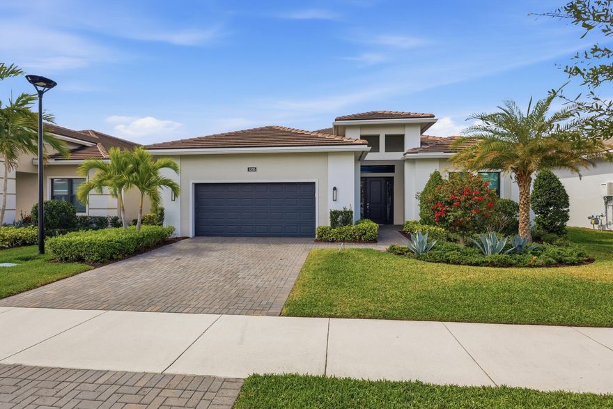 Don't miss this stunning 2023-built home in the resort-style 55+ community of Cresswind at Palm Beach! Featuring 3 bedrooms, 3 baths, plus a versatile bonus room (possible 4th bedroom or office), this split floor plan offers open-concept living with the kitchen overlooking the great room, formal dining, and breakfast nook. Gourmet kitchen with huge island, gas range, vent hood, stainless appliances, and walk-in pantry. Spacious primary suite with dual sinks, seamless shower, and custom walk-in closet. Impact windows/doors and motorized blinds. Amenities include 3 pools, spa, fitness center, tennis, pickleball, billiards & EV charging.