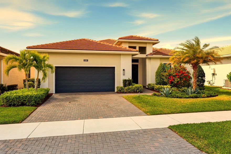 Don't miss this stunning 2023-built home in the resort-style 55+ community of Cresswind at Palm Beach! Featuring 3 bedrooms, 3 baths, plus a versatile bonus room (possible 4th bedroom or office), this split floor plan offers open-concept living with the kitchen overlooking the great room, formal dining, and breakfast nook. Gourmet kitchen with huge island, gas range, vent hood, stainless appliances, and walk-in pantry. Spacious primary suite with dual sinks, seamless shower, and custom walk-in closet. Impact windows/doors and motorized blinds. Amenities include 3 pools, spa, fitness center, tennis, pickleball, billiards & EV charging.