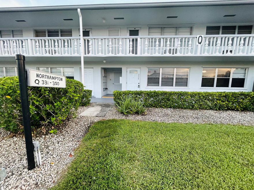 ENJOY RESORT STYLE LIVING IN THIS CHARMING 1 BED 1 BATH GROUND FLOOR CONDO LOCATED ON A PRIVATE CUL-DE-SAC JUST STEPS FROM THE KENT POOL. THIS UNIT IS FRESHLY PAINTED AND HAS CERAMIC TILE FLOORING THROUGHOUT. THIS HOME IS READY AND WAITING FOR YOUR PERSONAL TOUCH TO MAKE IT TRULY YOURS. HURRICANE SHUTTERS INCLUDED LOCATED IN CENTURY VILLAGE A GATED COMMUNITY FOR ADULTS 55+ + COME AND ENJOY RESORT STYLE LIVING. Clubhouse with theater, shows, movies, craft and card rooms, billiards, aerobics, yoga, and dance classes. GREAT LOCATION: close to shops, restaurants, PBI airport and beaches.