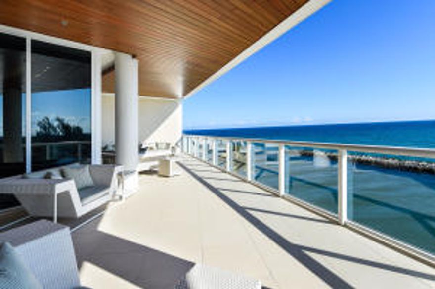 Breathtaking ocean views abound at the highly coveted and rarely available southeast corner of 1000 Ocean in Boca Raton. Elegant and exquisite 4,137 sf residence includes an extensive 764 sf oceanfront terrace. Striking design elements refine the specious three bedroom, three bath custom residence, including impeccable hardwood floors and floor-to-ceiling sliding glass doors. Luxe master suite has two large closets. All rooms, including the open kitchen, feature ocean views. Private elevator landing, wine room, bar, a private two-car garage and storage space complete this offering. Residence 303 is the ultimate setting for your personal expression of style at Boca Raton's most prestigious signature address, One Thousand Ocean.