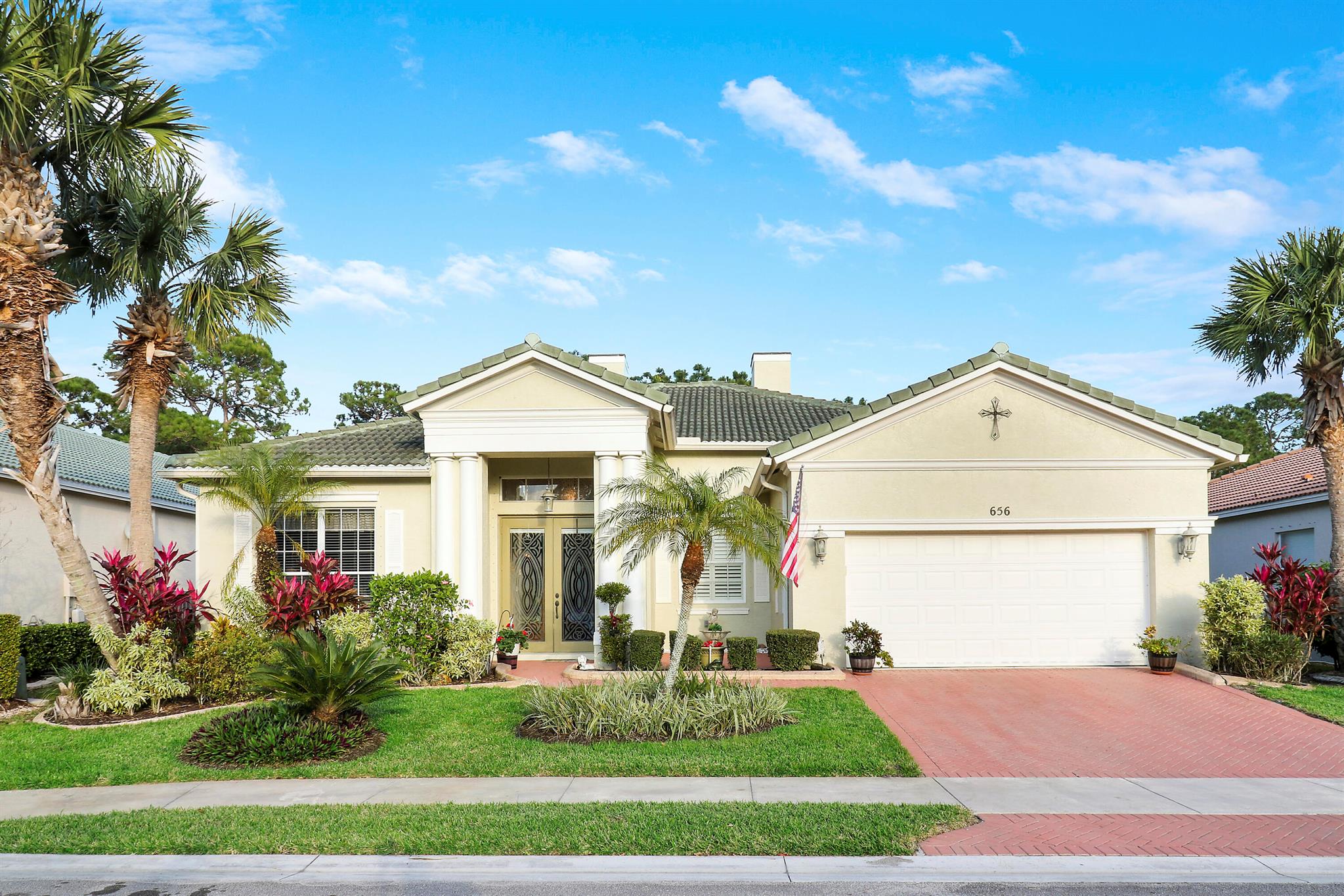 Meticulous 3 bedroom plus office/den 2 bathroom 2 car garage nestled on a low traffic cul de sac in the inviting community of Lake Forest in St Lucie West. Close to A rated schools, parks, major highways, shopping and plenty of fine dining restaurants. Featuring a 2019 tile roof, newer AC, lush landscaping and fully fenced backyard. Tile throughout living areas, plantation shutters, formal dining room, spacious kitchen with newer appliances, pantry and plenty of countertop space. The master suite offers tray ceilings, French doors leading out to the lanai, walk-in closet, his & her vanities, deep tub and frameless shower. The large screened patio is the perfect place to relax while having plenty of privacy.