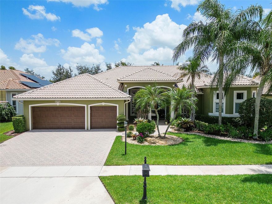 Check out this stunning 4 bed + office/3 bath/3 car garage home in the highly coveted Crystal Pointe section of Boca Falls. This updated split plan home offers a Chef’s kitchen w/ Butcher Block Island, new LG fridge, GE double oven, GE gas range, hammered copper sink, granite countertops, hurricane protection, crown molding, high ceilings, & so much more. Enjoy the weekends in your Large Private Backyard w/ newly resurfaced pool and new pool pumps, new Landscaping, Screened Enclosure, and Summer Kitchen w/ bar seating. HOA fee includes Amenities, Cable/Internet, & Manned Guard Gate. Conveniently located near A Rated Schools, Shopping, Parks, Dining & more. Don't miss out on this incredible opportunity to own a piece of paradise in beautiful Boca Falls!