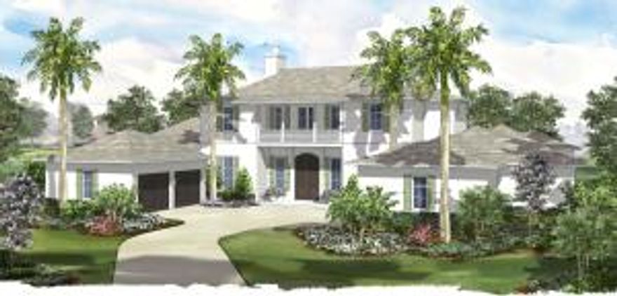 Stunning new construction currently underway in the exclusive Blue Cypress section of Palm Beach Polo and Country Club. This two-story estate home has five bedrooms, five full and two half bathrooms, with a split floor plan. The master suite is conveniently located on the first floor and enjoys easy access to the back patio. Wood floors and soaring ceilings are found throughout the home. Two attached garages house three cars. The grounds to include a beautiful pool area and outdoor entertaining space, lush tropical landscaping, and remarkable golf course views.