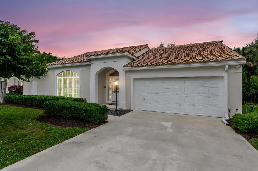 Welcome to this beautifully upgraded 4-bedroom, 2-bath CBS pool home featuring recently installed top-of-the-line impact glass windows, located in the highly desirable Hunt Club of Palm Beach Gardens. Fully renovated in 2021 and set on an oversized lot, this residence is thoughtfully designed for effortless Florida living. Inside, soaring vaulted ceilings anchor the spacious living room, enhancing natural light and creating an airy, open feel that flows seamlessly throughout the home with cohesive flooring underfoot. The designer kitchen serves as the heart of the home, showcasing quartz countertops, natural gas, high-end finishes, and newer appliances including a 2025 GE Profile refrigerator and dishwasher. The primary suite is generously sized, while both bathrooms offer a spa-inspired aesthetic with quartz countertops and a clean, modern design. Additional interior upgrades include a new electrical panel and custom, professionally designed closet systems. Step outside to a private, fully fenced backyard where a refreshed saltwater pool sets the stage for both entertaining and relaxation. Recent improvements include a new pool pump and saltwater conversion in 2025, a newly sealed pool deck in 2026, and fresh exterior paint completed in 2025. Major systems have been thoughtfully updated with a new A/C system in 2022 and a gas hot water heater installed in 2023. Centrally located just minutes from premier golf courses, shopping, dining, and beautiful beaches, this home offers both comfort and convenience. The Hunt Club community HOA enhances the lifestyle with cable, internet, playground, garbage service, and maintenance of common areasproviding truly low-maintenance living. Make this luxurious retreat your own and experience refined living in this exceptional residence.