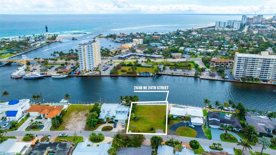 Trophy Estate lot located at the mouth of the Hillsboro inlet!  Build your dream home here and enjoy the moving artwork of the parade of boats.  This opportunity offers 13,041 square feet of land with 100 feet of waterfront in a "No Wake" zone, directly on the Intracoastal. Located in Lighthouse Point in the “Marina Neighborhood” on a street that has several new home development projects going on makes this the perfect location for your custom home or spec build.  Clean clear ocean water and sea life comes in with the tide this close to the ocean.  Lighthouse Point has its own police department with monitored cameras.  FPL is in the process of burying the power lines in the area as well.  If you are looking for the ultimate Florida lifestyle right on the Intracoastal Waterway this is it!