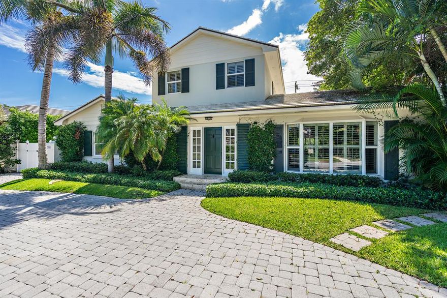 Light and bright Bermuda style 4-BR, 3-BA + den on the North End. This two story home has beautiful wood details throughout. Open kitchen and loggia perfect for entertaining overlooking saltwater pool with sunny southern exposure. Orange Grove has deeded access to the beach and Lake Trail.