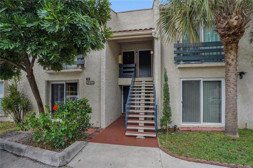 Don't miss this super cute, ground floor corner unit.  Kitchen has been updated with granite countertops & new appliances. Cozy Eat-In Kitchen plus breakfast bar. Bathroom has been updated with new opaque glass shower doors . Nice size main bedroom and second bedroom ideal for single bed or home office. Unit has full size side by side washer/dryer. New Tankless Hot Water Heater Recently Installed & Electric Panel Replaced. Screen Patio finished with wood plank floor and door open to outside area. This condo is across from pool and gym complex and you park right in front of your unit. Accordion Hurricane shutters for windows. Being sold Furnished for Seller Convenience. Small Pet under 20 lbs OK. Centrally located under 3 miles to the beach and quick access to I-95. Come See Today!