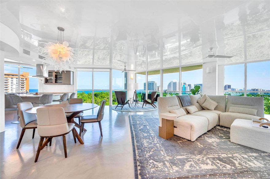 STUNNING SE corner unit with beautiful views of the Ocean, Intracoastal and City Skylines + 60 FOOT BOAT SLIP AVAILABLE FOR RENTAL!  Forever unobstructed views overlooking Bonnet House Gardens!  This very special unit is in a boutique Luxury Condominium Le Club International.  The unit features a gourmet kitchen with Subzero and Wolf appliances, deluxe owner’s suite with views of the Intracoastal and Ocean, Spa like bathroom with soaking tub, bidet and large walk-in shower, custom closets.  Beautiful custom built in bar, concrete epoxy floors, electric blinds and reflective ceiling in a open concept 2 bedroom 2.5 bathrooms unit.  Owners enjoy concierge, security, fitness center, beautiful pool deck and community room direct intracoastal view. 2 garage spaces.  Pet friendly. Stunning SE Corner unit with Ocean, Intracoastal and City views - 2 bedrooms - 2 1/2 bathrooms - partially furnished including TV's & Sonos.