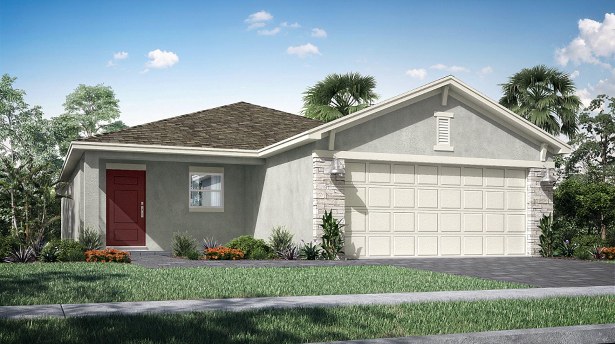 A single-story home with a shared floorplan that unites the kitchen, dining area and Great Room, which opens to a covered terrace for indoor-outdoor living. Two bedrooms are great for overnight guests conveniently situated near the kitchen, with the owner's suite tucked away for privacy at the end of the home.Prices, dimensions and features may vary and are subject to change. Photos are for illustrative purposes only.
