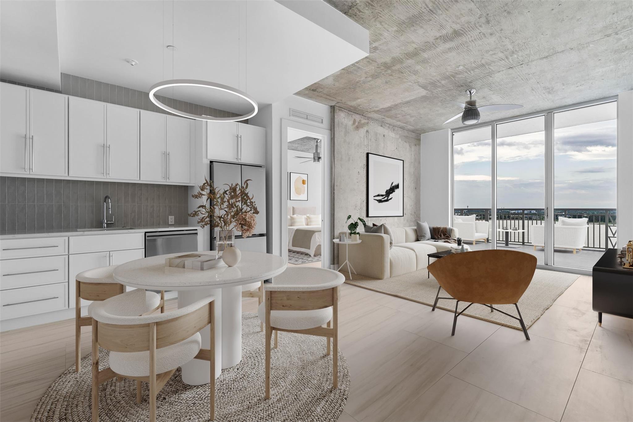 Designer renovation with premium upgrades throughout with Dramatic Sunset Views! This 2BR/2BA features floor-to-ceiling impact glass, stone floors, ambient lighting, and spa-like bathrooms with marble finishes, soaking tub, invisible shower, and Toto bidet. Enjoy a spacious 400 SF balcony overlooking Clear Lake. Located next to The Berkley luxury tower (units from $2M+), and walking distance to Equinox, Vanderbilt University, and Cleveland Clinic. Pet-friendly, water and internet included. Available for 6 months to annual lease.
