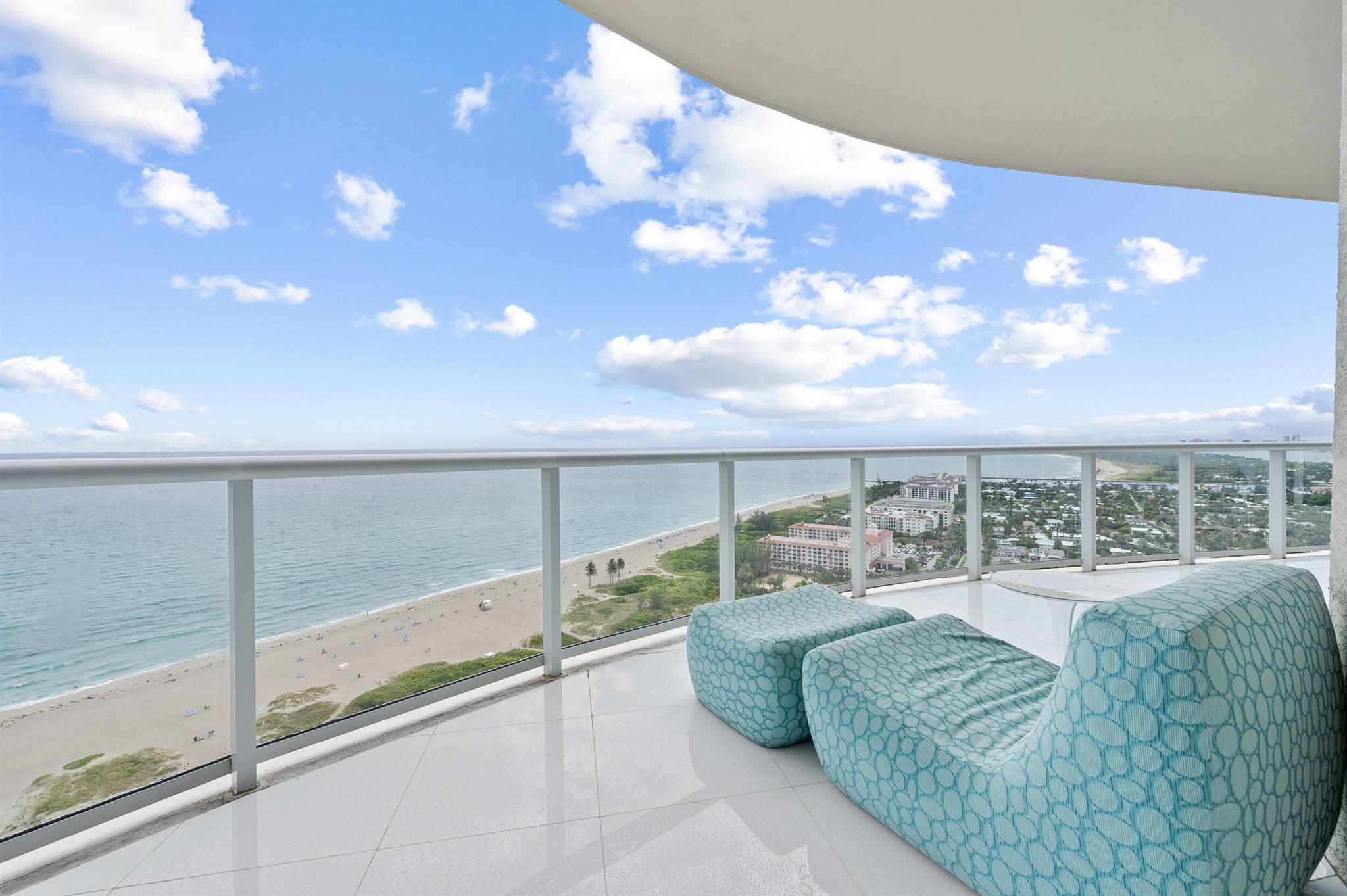 Upon entering this Penthouse residence, you are greeted with dramatic views overlooking the Atlantic Ocean, Palm beach Inlet and southern city skyline via 9' wall-to-wall windows. Featuring 10'+ volume ceilings, PH4B offers a bright and open space to enjoy 5 star resort-style amenities the Ritz Carlton has to offer and picturesque panoramas from every room. The split bedroom floor plan allows for privacy, and the den space can be used either as an open office or flex sleep quarters for guests. Each room has access to the sprawling terrace, where both sunsets and sunrises can be enjoyed overlooking the private beach. The ritz has two pools, a state-of-the-art fitness center, theatre room, an on-site restaurant as well as beach service and full time concierge service. Inquire for avail.