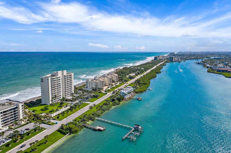 The Carlyle ''Jupiter Islands Premier Oceanfront Lifestyle'' offers the finest of luxury living. With only 24 luxurious residences.-2 per floor with separate private elevator access. The building offers endless amenities. 24 hour manned security, new health and fitness facility, guest suite, backup generator, private and utility elevators, 2 car air conditioned  garage, heated pool, Jacuzzi, sauna, paddle board storage and much more. 6 South features 10 ft ceilings, custom moldings and built in cabinets, marble floors, ocean or Intracoastal view from nearly every room. This unit also has a poolside cabana and deeded dock with a lift.