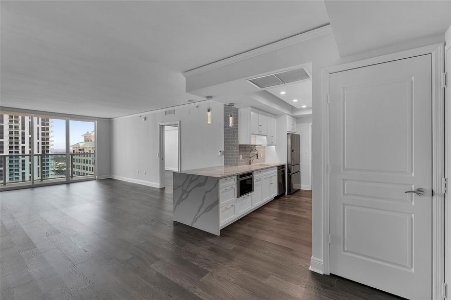 NEWLY RENOVATED, HIGH FLOOR SAN MARCO UNIT W/ SOUGHT AFTER SPLIT PLAN & EASTERN EXPOSURE!! LIVE JUST OFF THE MAIN CORRIDOR OF ALL THE ACTION & ENERGY OF DOWNTOWN FT. LAUDERDALE!! JUST A MINUTES WALK TO ALL THE TOP RESTAURANTS, SHOPS, NIGHTLIFE, PERFORMING ARTS, & EVEN A NEW PUBLIX!! THIS 1ST CLASS, FULL SERVICE COMPLEX OFFERS EVERY AMENITY SUCH AS ROOF TOP POOL & SPA, VALET, SECURITY, FITNESS CENTER, THEATRE, SOCIAL CENTER, DOG PARK & BBQ!  THE OPEN & BRIGHT LIVING AREAS, CONTEMPORARY NEW KITCHEN/BATHES/LAUNDRY, EXPANSIVE PRIMARY SUITE, & LARGE PRIVATE BALCONY (LARGE STORAGE UNIT AVAIL. FOR ADD'L FEE) MAKE THIS PERFECT FOR A CITY LOVER!! A SHORT BIKE RIDE TO THE BEACH, CENTRAL TO BOTH MIAMI & BOCA, MINUTES DRIVE TO 95 & THE AIRPORT, & WALKING DISTANCE TO BRIGHTLINE, THIS IS THE ULTIMATE!!