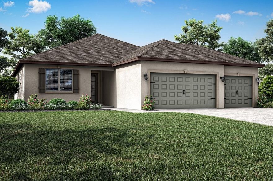 Ask about our builder-paid closing costs and no down payment options! Introducing the Jensen floor plan at Port St. Lucie - an ideal blend of style and functionality! This beautiful 3-bedroom, 2-bath home is packed with thousands of dollars in upgrades, including energy-efficient Whirlpool® appliances, spacious countertops, elegant wood cabinetry, and an attached three-car garage. The master suite is a true retreat with two large walk-in closets. Curb appeal is at its finest with a stunning covered entry and manicured front yard landscaping. Located in a prime area, Port St. Lucie offers residents access to amenity-rich parks, pristine beaches, and a wide range of water activities. This home offers exceptional value in a sought-after location! *Appliance models subject to availability.*