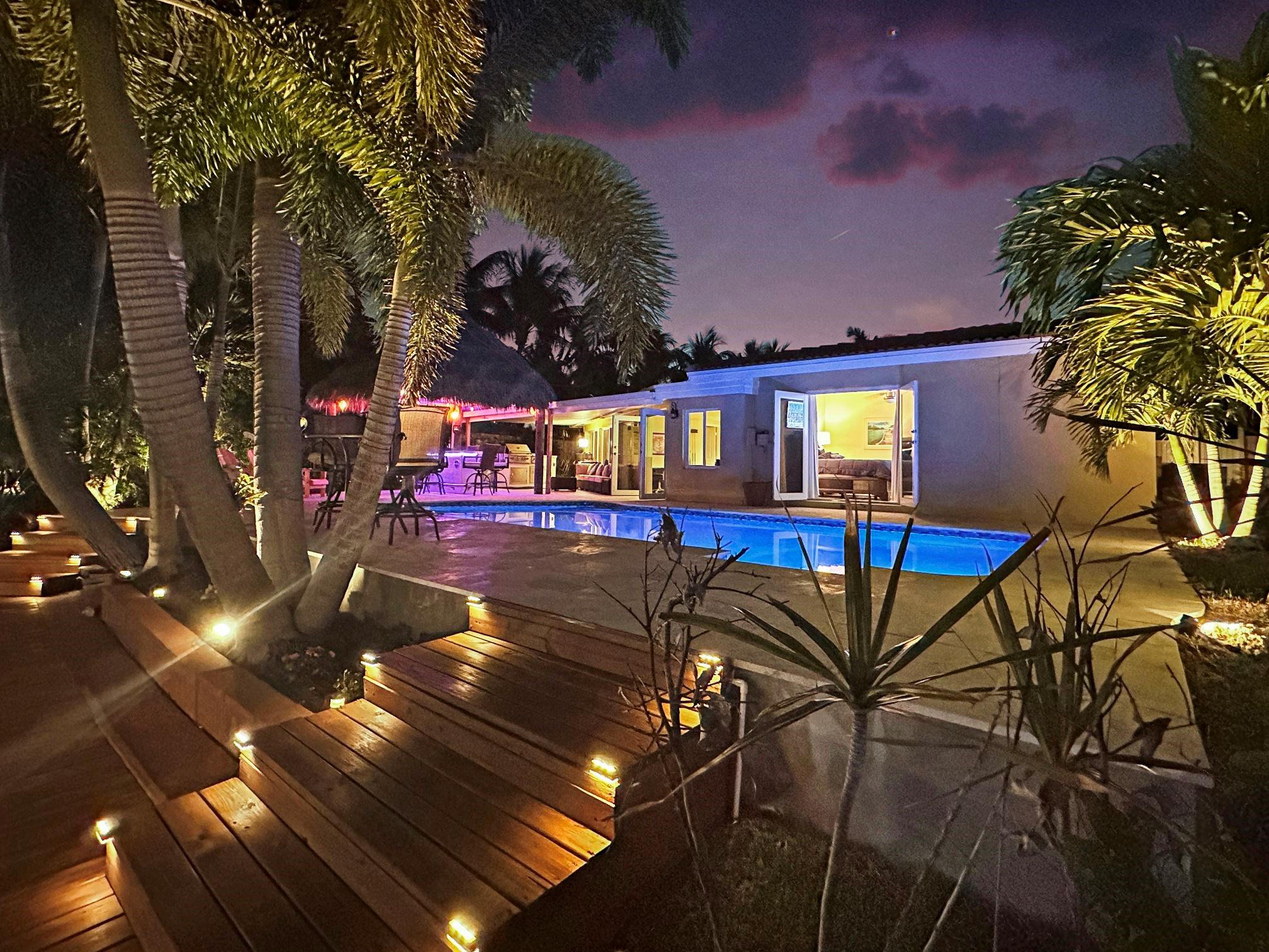 Welcome to the "Rock and Roll House!" Updated 3-bed, 3-bath, 1,855 sq. ft. waterfront retreat is available as a seasonal rental for up to 4 months. Designed for fun, relaxation, and creating lasting memories, this home offers stunning waterfront views, a cozy tiki hut, & a private pool for endless outdoor enjoyment. You’ll love the warm, inviting ambiance w/ modern finishes, vibrant entertainment spaces & dedicated office for work/study. Enjoy an arcade machine (1,200 games), a 4-in-1 dining table (pool, poker, ping pong), full drum set, guitars, & karaoke machine. Spacious & pet-friendly, this home is perfect for you & your furry companions to settle in & enjoy. Don’t wait; schedule tour today and start living your dream getaway! Monthly rate is for a low season rental beginning Aug 15.