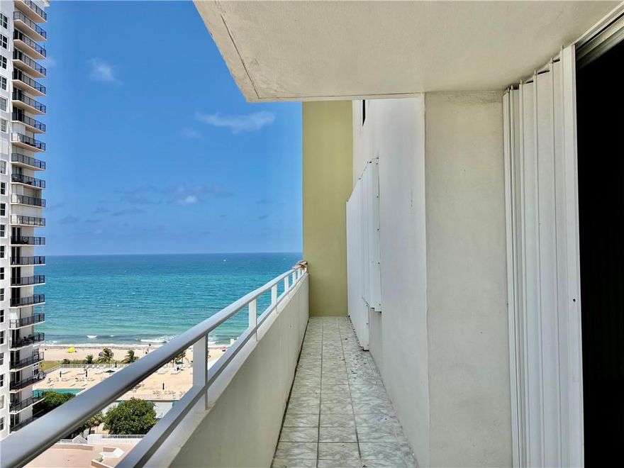 Oceanfront northwest corner 2 bedroom 2 bath convertible condo with extended balcony ready for your custom design. Views of the ocean and Intracoastal and amazing sunsets. Enjoy fabulous amenities in the beachfront recreation center with 2 pools, 2 gyms, cafe serving breakfast and lunch, bar, bbq grills on the beach and so much more. Great location, walk to 4 star dining, shopping, fishing pier and all that the newly rejuvenated Pompano Beach has to offer.