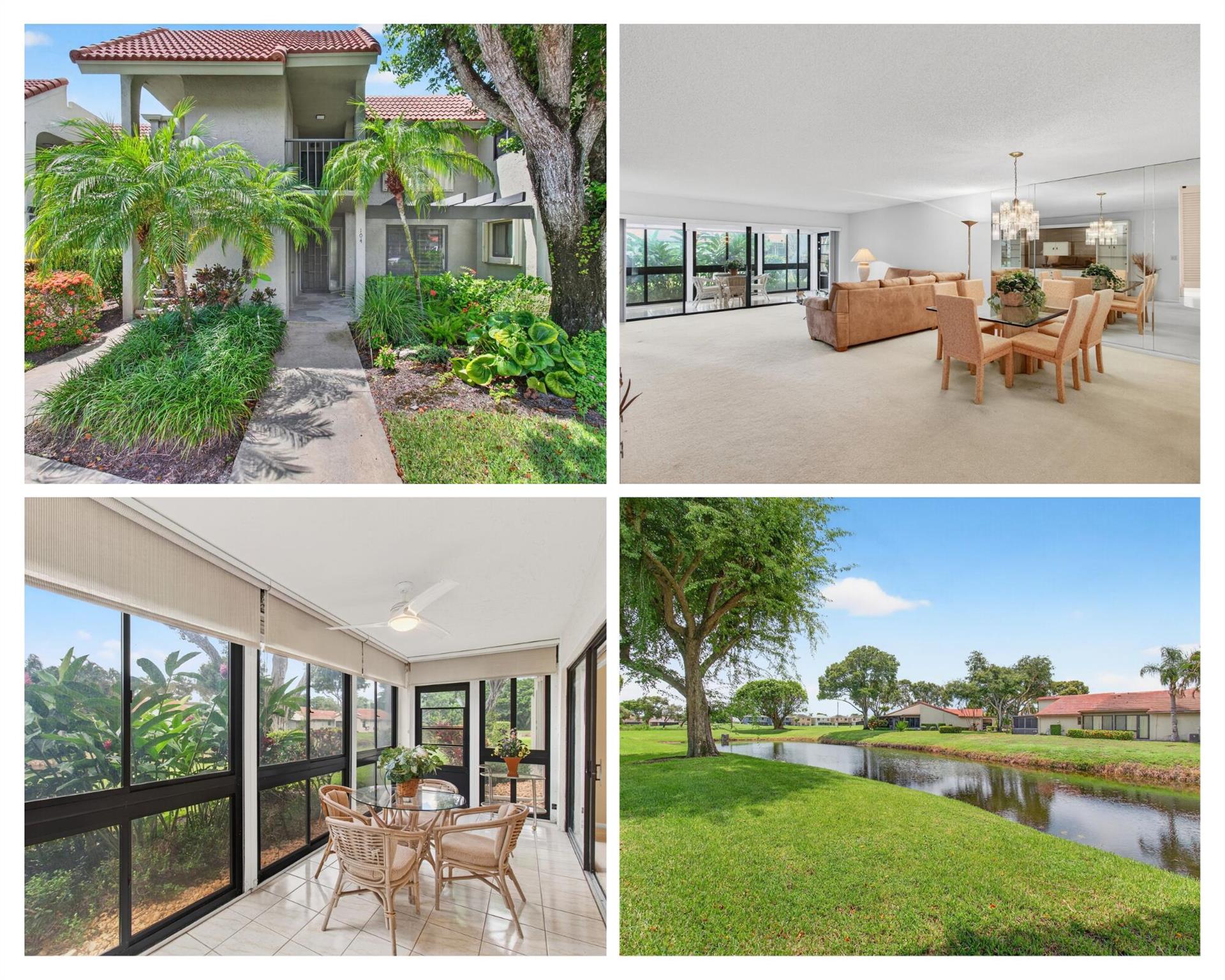 Experience true Florida living in this charming 2-bedroom, 2-bathroom, lakefront condo. Start your day with a leisurely breakfast out on the enclosed patio or in your dine-in kitchen. Then head over to the community pool that is just steps away. The property offers beautiful lake views, a spacious great room, an in-unit washer and dryer, and the security of a manned gate. You have the option to join Indian Spring Country Club offering social, tennis, and golf memberships. Here, in the heart of Boynton Beach, you'll find shopping, dining, and nature preserves. Drive to the beach in less than 20 minutes!This condo is priced to allow you to add your own personal touches. Available for immediate move in. Cable and internet are included in the monthly fees.