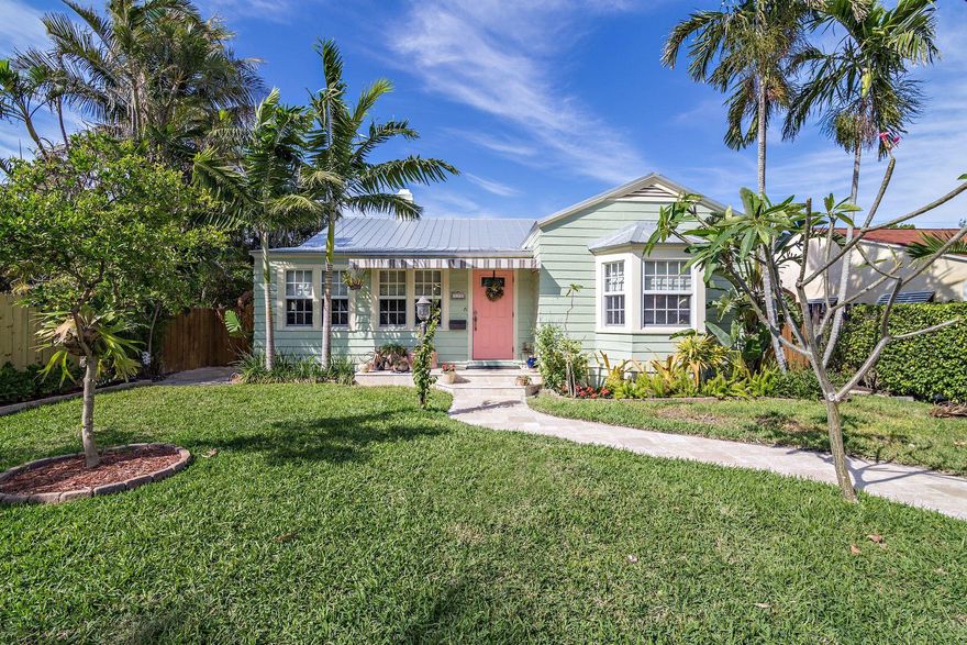 Cozy Key West cottage home located in the heart of Historic Old Northwood offering 3 bedrooms, 2 baths, Florida room, formal living room and dining room, large family room, garage and pool. Old Florida style charm with many upgraded features including new metal roof,impact windows and doors throughout,renovated bath, new AC, new pool pump and an updated kitchen with new custom wood cabinets, quartz countertops and a 5 burner gas stove.  This exceptionally well maintained home also offers crown molding, hard wood floors, built-in closets, gas fireplace, gas water heater, a gorgeous pool with new travertine decking, lush landscaping and much more. Located just 2 blocks from the Intracoastal Waterway and just a short drive to downtown Clematis and the Northwood Village.