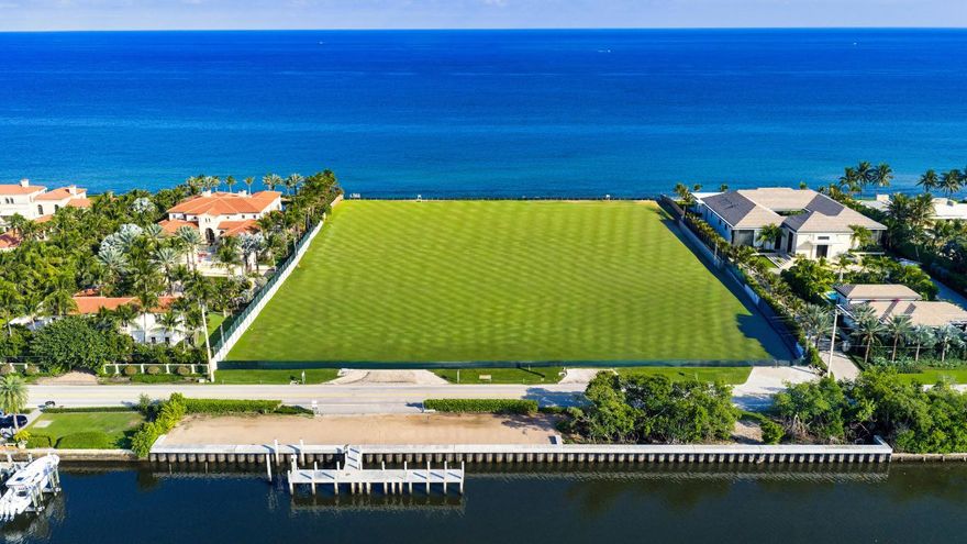 Introducing 1120 South Ocean Blvd in Manalapan, the single best trophy lot available in South Florida. Spanning 3.5 ocean-to-lake acres and 342 feet of direct sand frontage along the Atlantic Ocean, this is truly a once in a lifetime opportunity to build a dream, legacy compound. With lot dimensions of 342 x 469 feet and sitting at one of the higher elevations in Manalapan, the possibilities for a custom, generational estate here are genuinely boundless. Boasting an Intracoastal parcel with a brand new seawall, the property's location is elite, with incredible proximity to private airports, L' Eau Palm Beach and Nobu restaurants, and all that Palm Beach Island has to offer. Whether you want to take a short drive into Palm Beach for dinner, jump on the short helicopter ride to Miami, or simply retreat in your ultra-private beachfront oasis, 1120 S Ocean Blvd presents limitless potential and the opportunity to turn your dream residence into a reality.