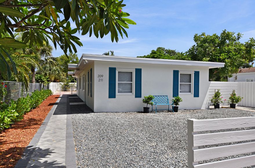 Attention Investors- Opportunity knocks!! This East Delray Beach duplex is composed of 2 individual units with shared private pool! Each unit has 2 bedrooms & 1 bath with living room, full kitchens, individual outdoor sitting area for both units plus storage. The current owner upgraded the units so that nothing will need to be done for years to come! The front unit has a brand-new kitchen with new cabinetry, counter tops, appliances, fresh paint, glass shelving, storage, new fans, new finishes throughout, new hurricane impact door to match the other unit and more! The back unit was upgraded with new durable laminate flooring, new cabinetry, breakfast bar, new fans and finishes. The exterior now has lush landscaping with sprinkler system, new paved walkways, metal privacy fence, and paved patio area perfect for relaxing in the Florida sun! Each unit is furnished to reflect the Florida lifestyle. The units will be sold furnished with all furnishings, patio furniture, dishes, sheets, glassware, kitchen utensils, sheets, etc. Inventory list available upon request. You won't want to miss this opportunity! Located on a great street in Del Ida with other renovated duplexes - ideal location for a seasonal rental, VRBO or turn this duplex into a single-family home! Call me to see it today! Units are tenant occupied with individual leases ending this year. More information provided by agent to serious inquiries.