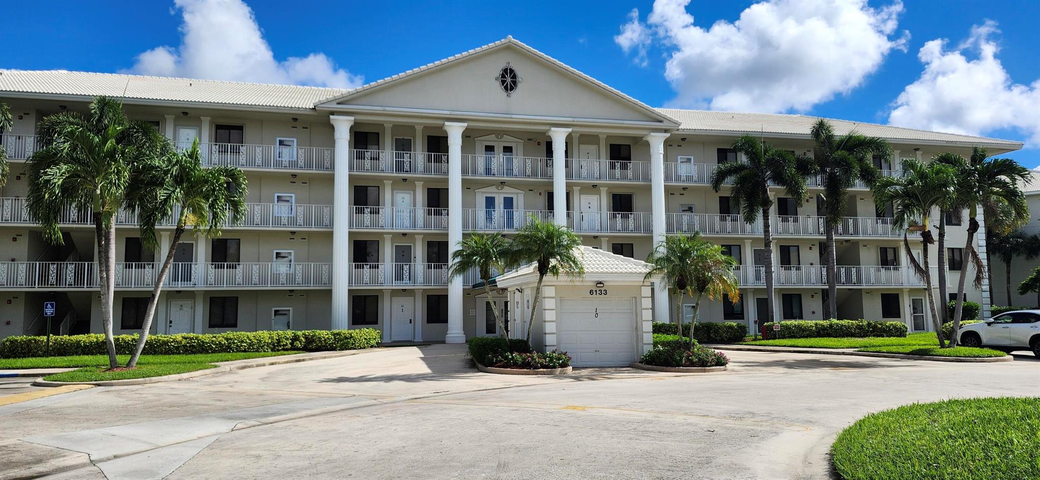 Discover this beautifully maintained 2-bedroom, 2-bathroom condo in the desirable all-ages community of Whitehall. Perfectly positioned just steps from the elevator on the third floor, this home offers both convenience, tranquility and safety with complete storm protection with accordion shutters throughout. Home offers lots of storage with an additional bonus room just off of the laundry room. 2 Private back terraces, overlooking lush landscaping with lots of privacy- No rear facing neighbors! The community pool is visible from your front door and just a short stroll away. Pet friendly neighborhood and A+ Schools! Don't miss this opportunity to own a piece of paradise in one of South Florida's most sought-after cities!