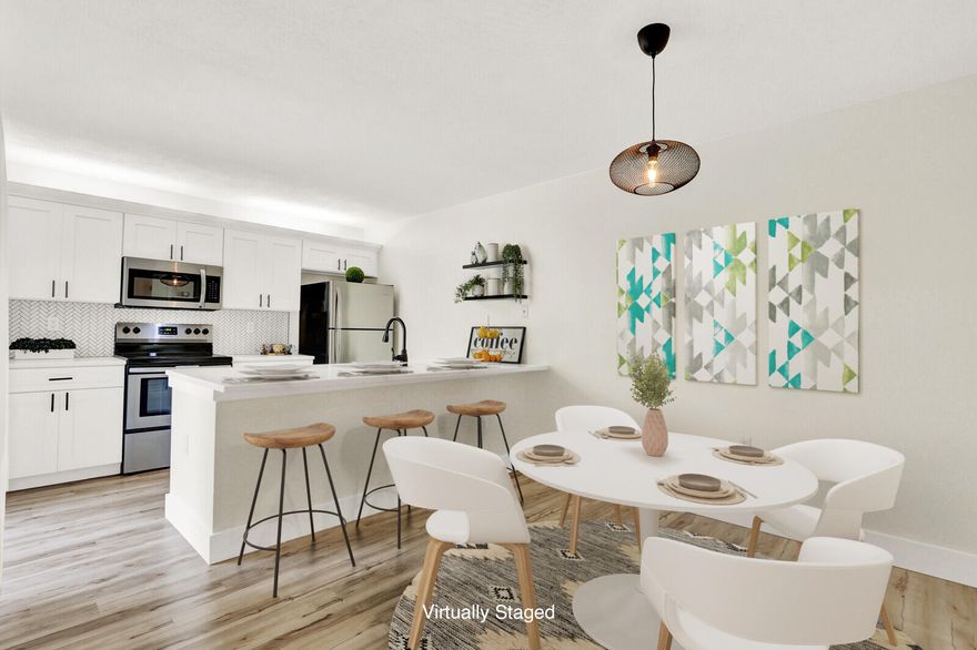 THIS IS AN IMMACULATE AND FULLY RENOVATED UNIT, FROM KITCHEN TO BATHROOMS, FLOORING, BASEBOARDS AND PAINT! SITUATED IN FRONT OF A GREEN AREA AND MATURE TREES, FOR LOVELY UPPER FLOOR VIEWS. BEAUTIFUL NATURAL LOOKING FLOORING ON BOTH FLOORS, NO CARPETS. DOUBLE SINKS IN MASTER BATHROOM WITH A FRAMELESS SHOWER ENCLOSURE. MODERN FIXTURES AND QUARTZ COUNTERS THROUGHOUT. ACCORIDION SHUTTERS FOR ALL OPENINGS. MIN. TO I-95 AND THE PALM BEACH INTL. AIRPORT. THIS ONE IS SPECIAL!